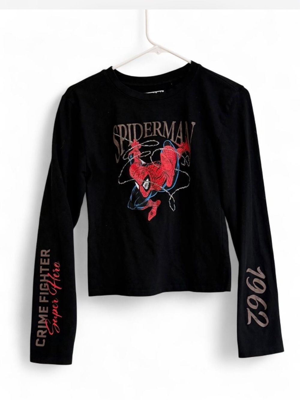 Marvel Spider-Man Black Long Sleeve Tee with Red & Blue Graphic